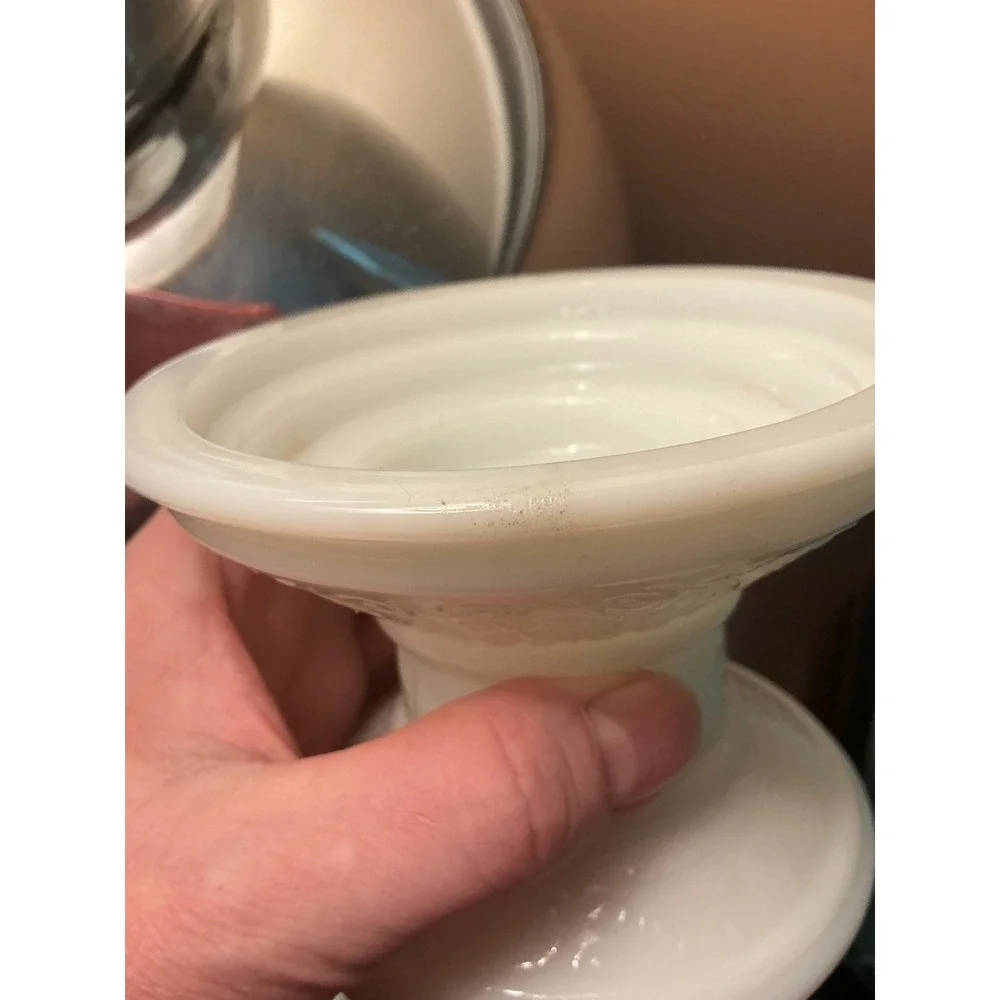 Vintage White Milk Glass Candlestick Holders Pair Embossed Floral Pedestal Set 2